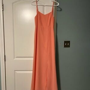 Elegant Coral Spaghetti Strap Dress